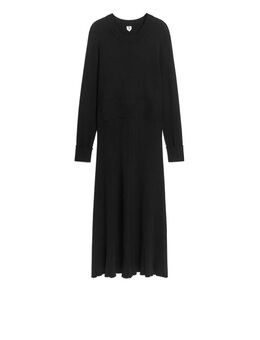 Gebreide Jurk Van Wolmix Zwart Alledaagse jurken in maat L. Kleur: Black