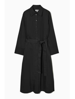 Belted Midi Shirt Dress Black Alledaagse jurken in maat 42