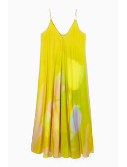 Printed Silk-blend Maxi Dress Yellow Alledaagse jurken in maat 38