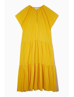 Tiered A-line Maxi Dress Yellow Alledaagse jurken in maat 36