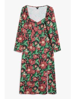 Long-sleeve Midi Dress Floral Print Alledaagse jurken in maat 32