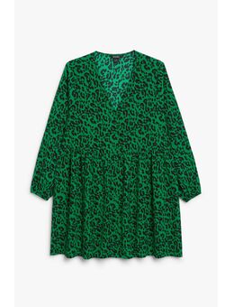 Groene Skater Jurk Met Luipaard Print Groen Alledaagse jurken in maat XXL. Kleur: Green leopard