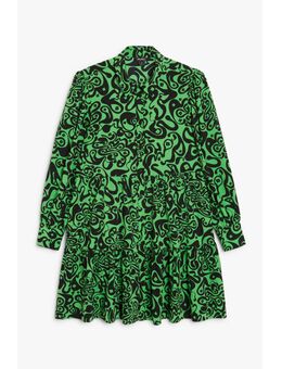 Overhemdjurk Met Groene Retro Wervelingen Alledaagse jurken in maat XS. Kleur: Green retro swirls