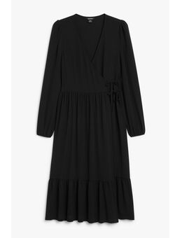 Long-sleeved Wrap Dress Black Alledaagse jurken in maat 40