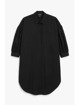 Puff Sleeve Shirt Dress Black Alledaagse jurken in maat XXS