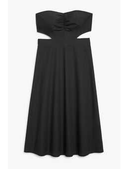 Zwarte Midi-jurk Met Strik Zwart Alledaagse jurken in maat 48. Kleur: Black