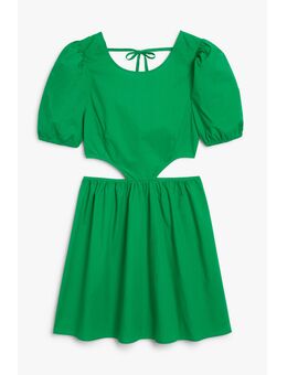 Groene Popeline Mini-jurk Met Pofmouwen En Open Rug Iers Groen Alledaagse jurken in maat 32. Kleur: Kelly green