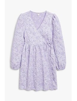 Lila Jacquard Babydoll Jurk Met Overslag Alledaagse jurken in maat M. Kleur: Lilac