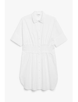 Shirred Waist Shirt Dress White Alledaagse jurken in maat 32