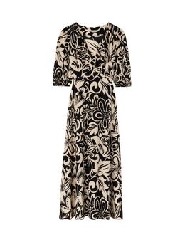 Viscose maxi jurk met bloemenprint Antique cotton/black
