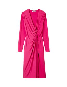 Crepe jurk met drapering hyper pink