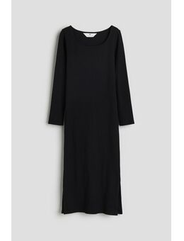 H & M - Geribde midi-jurk - Zwart
