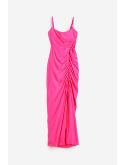 H & M - Satin Ruched Slip Maxi Dress - Roze