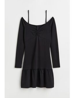 H & M - Tricot off-the-shoulderjurk - Zwart