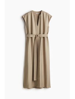 H & M - Midi-jurk met ceintuur - Bruin