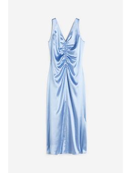 H & M - Ingerimpelde satijnen jurk - Blauw