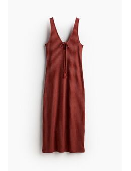 H & M - Ribgebreide jurk met strikbandjes - Orange