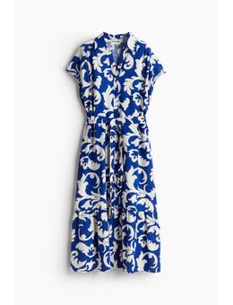 H & M - Oversized jurk met strikceintuur - Blauw