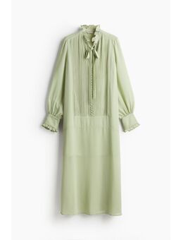 H & M - Chiffon jurk met platte plooitjes - Groen