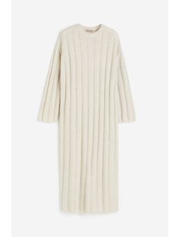 H & M - Lange ribgebreide jurk - Beige