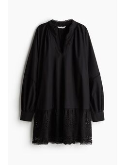 H & M - Jurk met broderie anglaise - Zwart