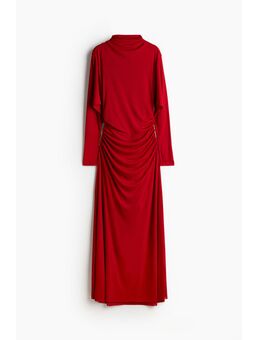 H & M - Gedrapeerde jurk met turtleneck - Rood