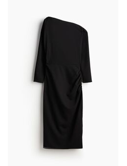 H & M - Gedrapeerde one-shoulderjurk - Zwart