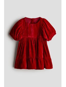 H & M - Jurk van geplet fluweel - Rood