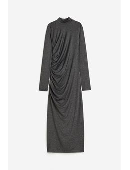 H & M - Gedrapeerde jurk met turtleneck - Grijs