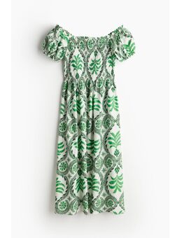 H & M - Popeline off-the-shoulderjurk - Groen