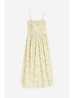 H & M - Katoenen jurk met smokwerk - Geel