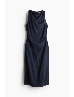 H & M - Gedrapeerde jurk van linnenmix - Blauw