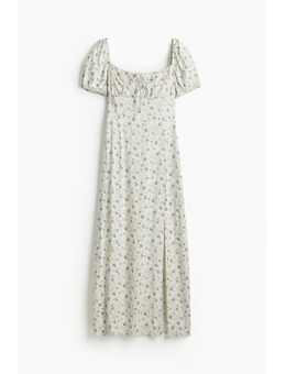 H & M - Midi-jurk met pofmouwen - Wit