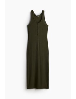 H & M - Tricot jurk met knoopsluiting - Groen