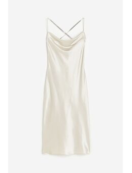 H & M - Satijnen slip-on jurk met stras - Beige