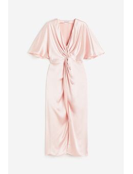 H & M - Gedrapeerde satijnen jurk - Roze