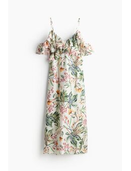 H & M - Cold-shoulderjurk met volants - Wit