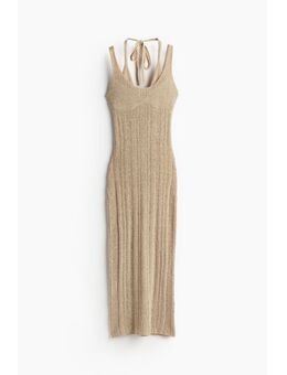 H & M - Dubbellaagse jurk met laddersteekdetails - Beige