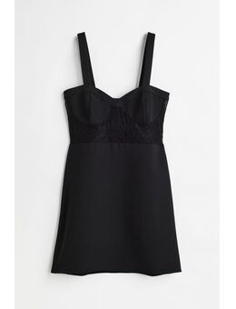 H & M - Lace-detail mini dress - Zwart