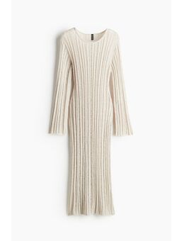 H & M - Gebreide jurk met laddersteekdetails - Beige