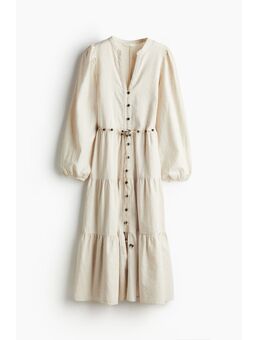 H & M - Strokenjurk van linnenmix - Beige