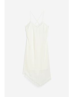 H & M - Satijnen jurk met kant - Wit