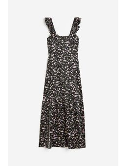 H & M - Satijnen jurk met volants - Zwart