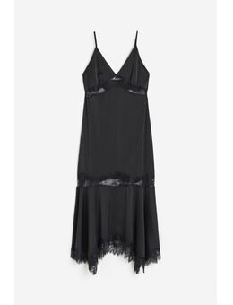 H & M - Slip-on jurk met kant - Zwart