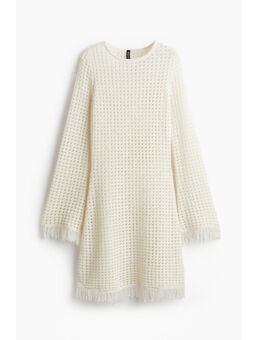 H & M - Ajourgebreide jurk met franje - Wit