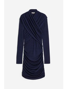 H & M - Gedrapeerde tricot jurk - Blauw