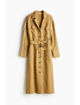 H & M - Overhemdjurk met ceintuur - Beige