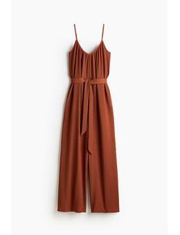 H & M - Tricot jumpsuit met strikceintuur - Oranje