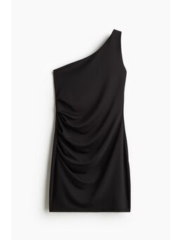 H & M - Gedrapeerde one-shoulderjurk - Zwart