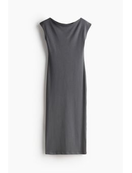 H & M - Tricot jurk met boothals - Grijs